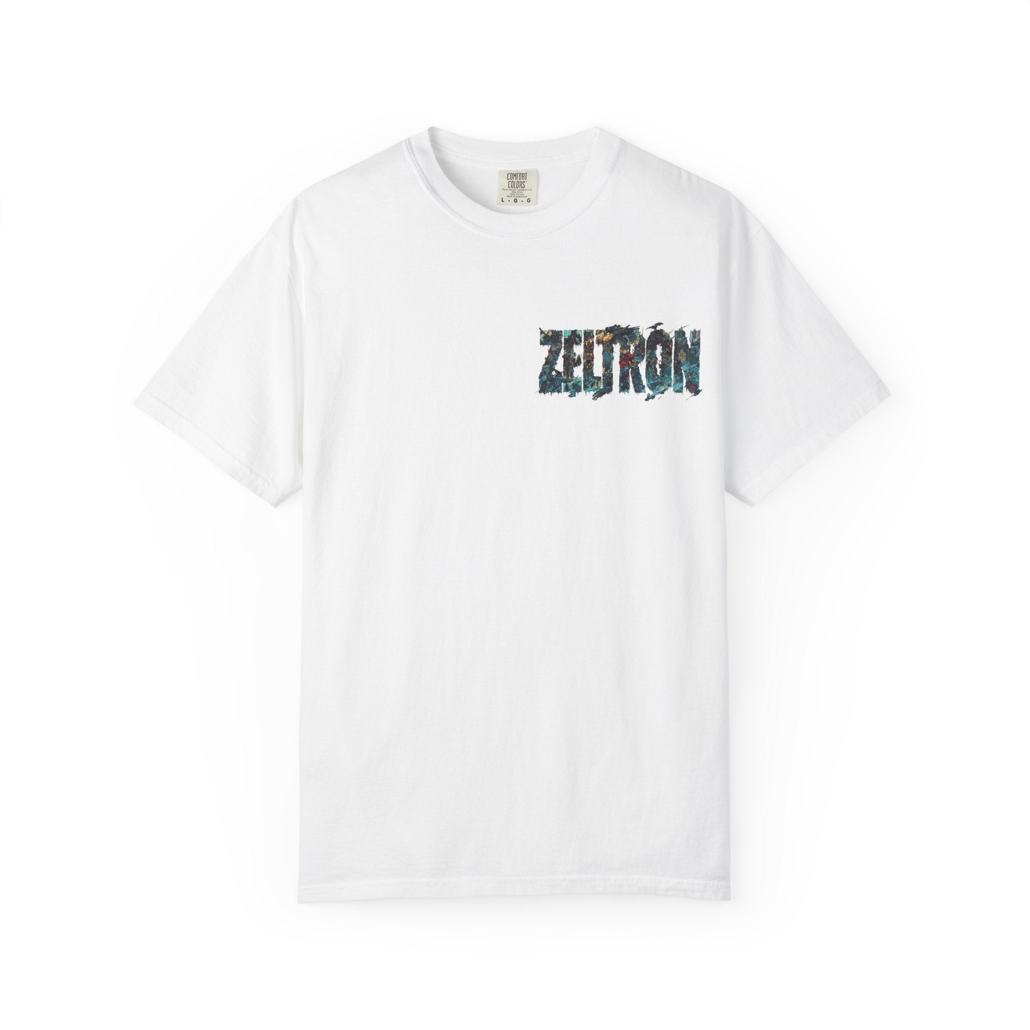 Zetron Graphic T-Shirt — Collage Back Print with Logo Chest
