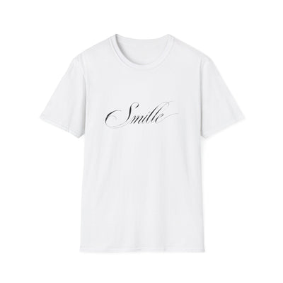 Smile Script Tee — Minimalist White T-Shirt with Elegant Cursive Text